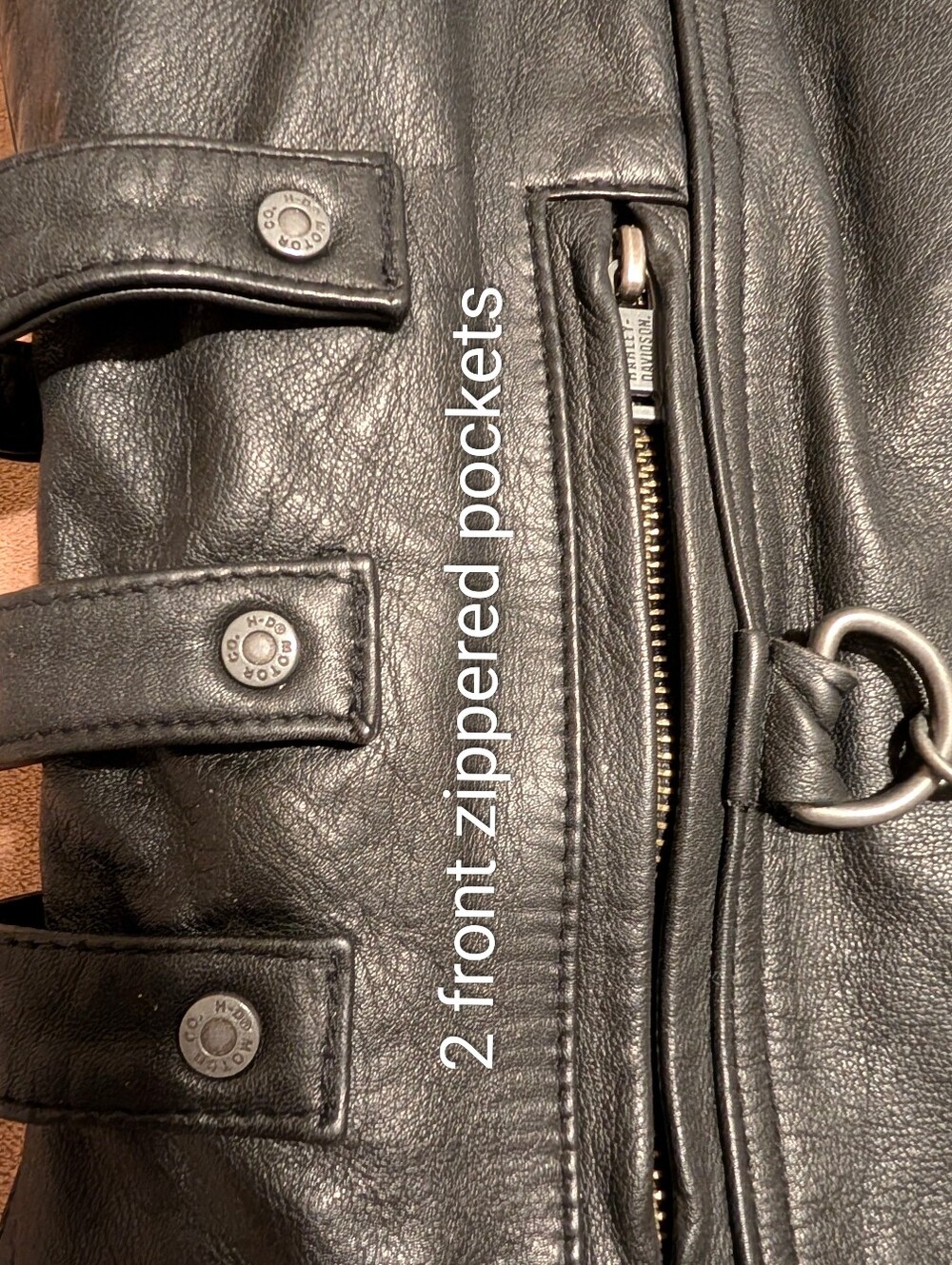 Authentic Vintage Harley Davidson® Black Leather Vest with Emb. HD Logo Back - Picture 11 of 15